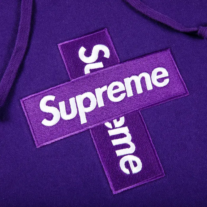 Supreme Cross Box Logo Hooded Sweatshirt Purple [USED] - Small (Used)