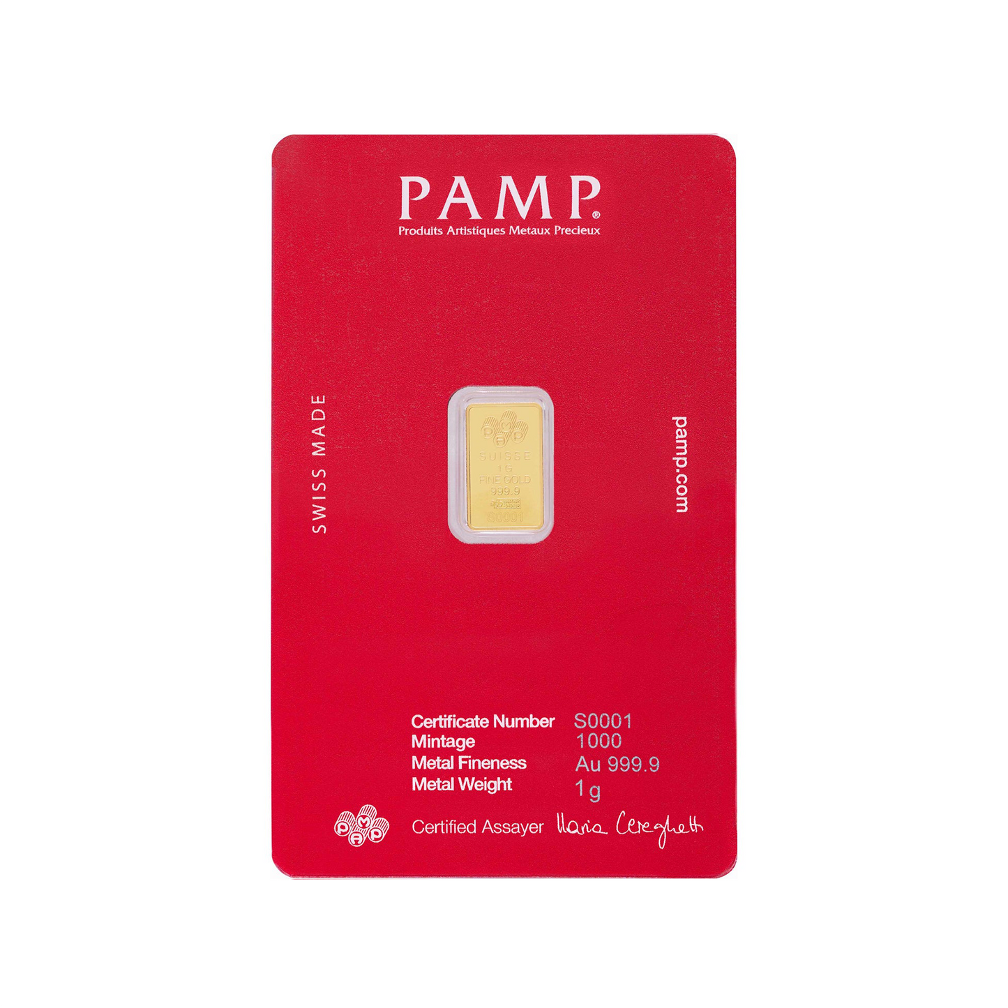 Supreme PAMP Suisse 1 g Gold Bar Gold