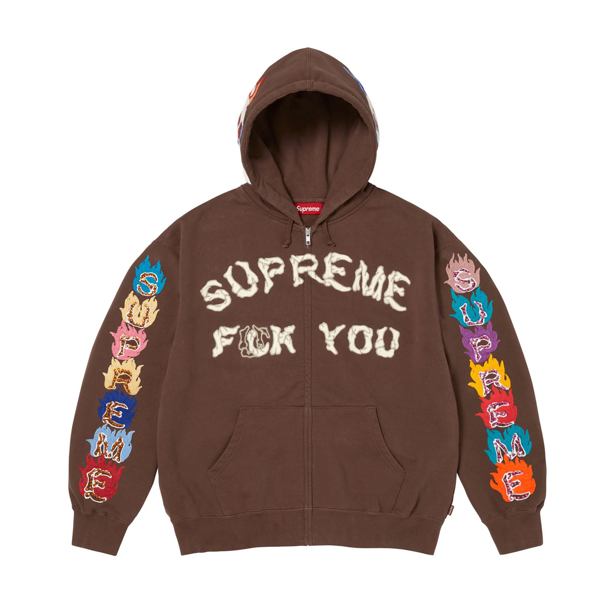 Supreme F**k You Zip Up Hooded Sweatshirt Brown (FW26)