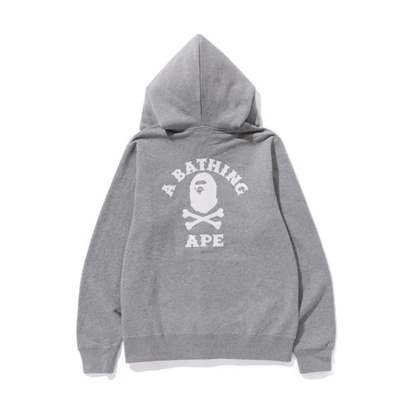 Bape Ape Crossbone College Zip Hoodie Grey