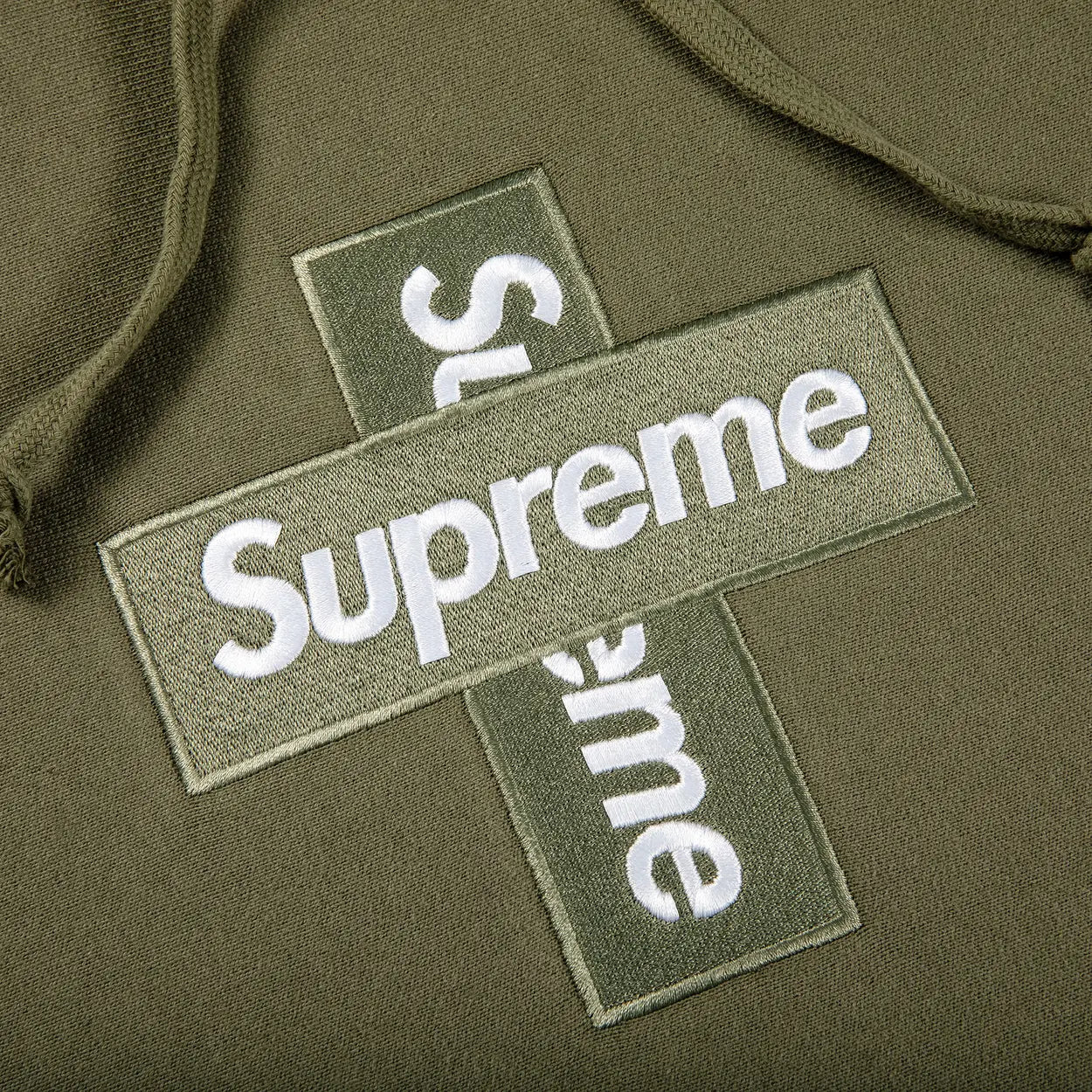 Supreme Cross Box Logo Hooded Sweatshirt Olive [USED] - M (Used)