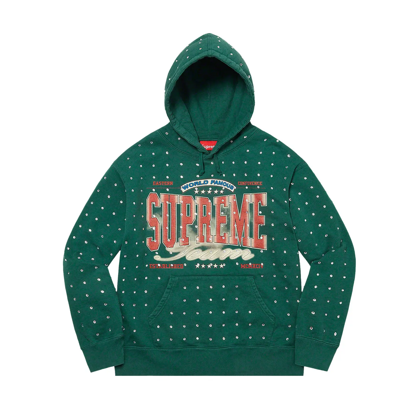 Supreme Rhinestone Hooded Sweatshirt Dark Green [USED] - L (Used)