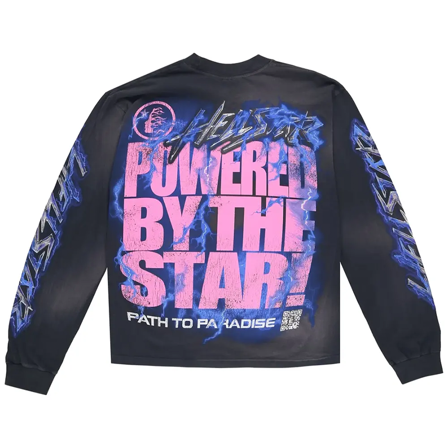 Hellstar Powered By The Star Long-Sleeve T-Shirt Black/Purple [USED] - M (Used)