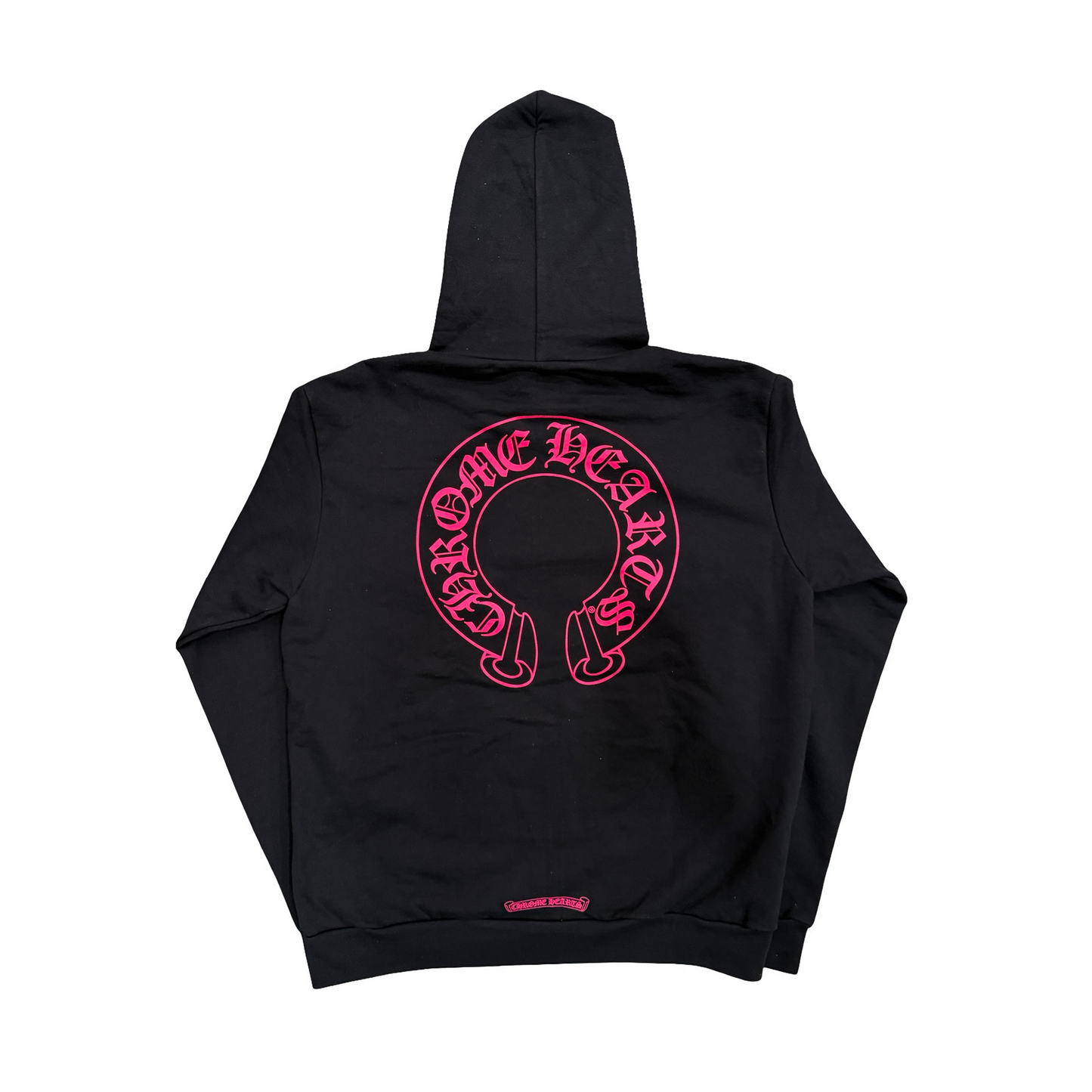 Chrome Hearts Pink Horseshoe Floral Sleeve Zip Up Hoodie Black