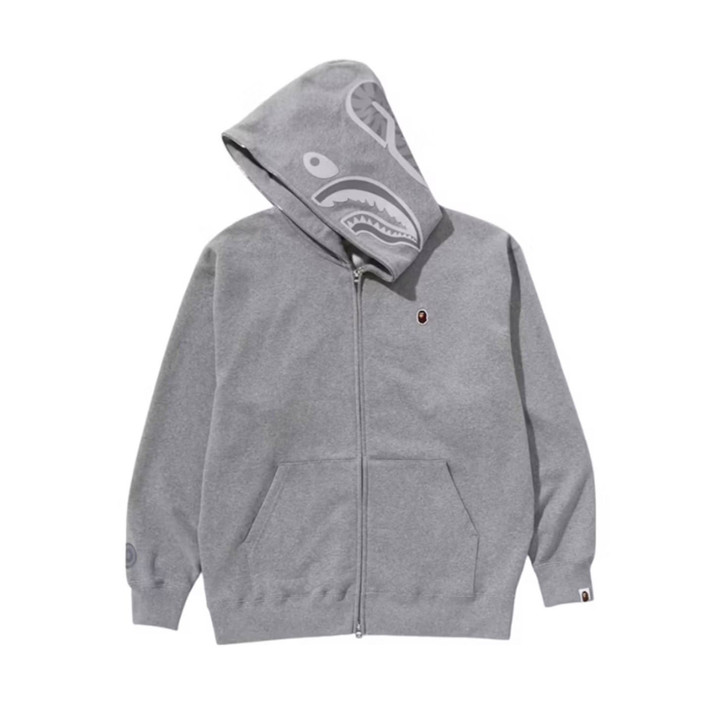 BAPE One Point Ape Head Shark Relaxed Fit Full Zip Hoodie Gray [USED] - XL (Used)