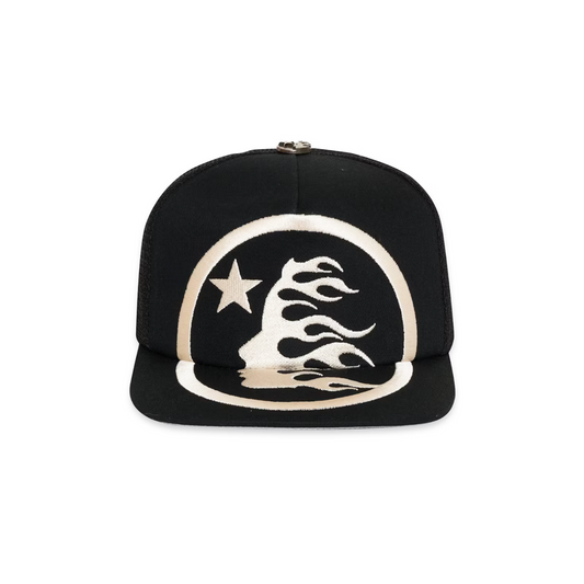 Hellstar Big Logo Trucker Snapback Hat Black