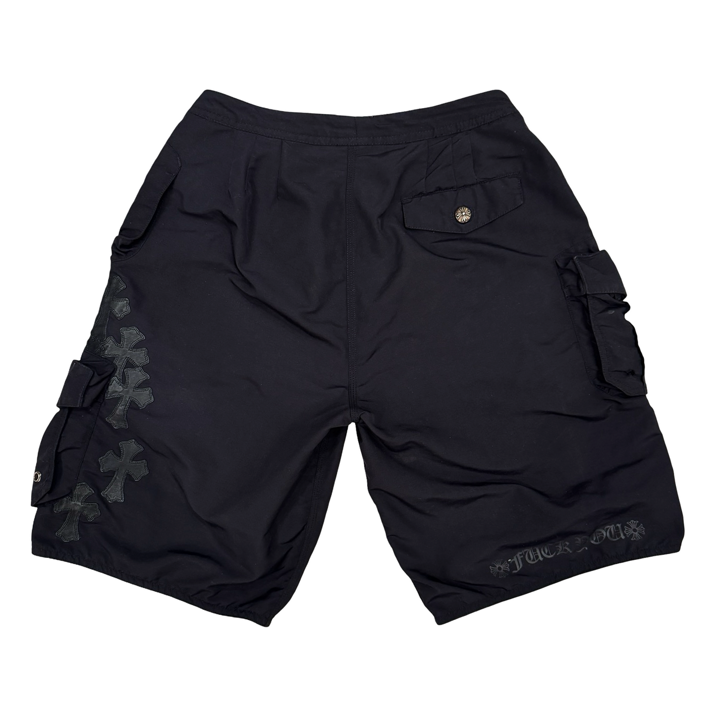 Chrome Hearts Multi Cross Patch Black Nylon Cargo Shorts [USED] - 31 (Used)