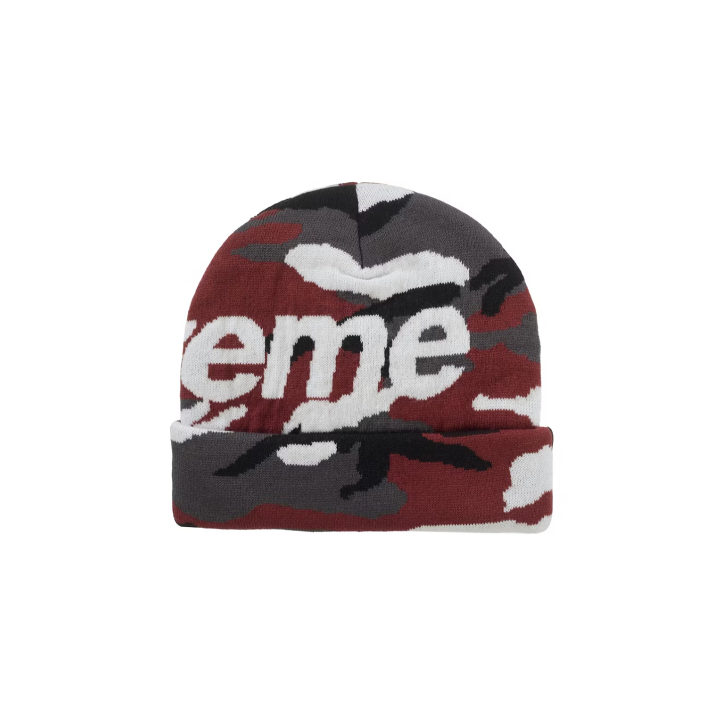 Supreme Big Logo Beanie (FW25) Red Camo