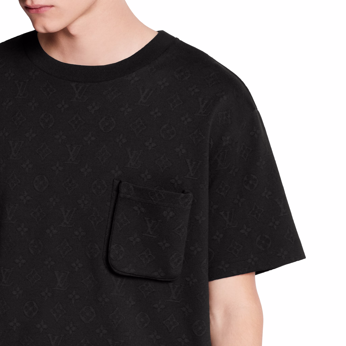 1A5VI9 Louis Vuitton Signature 3D Pocket Monogram T-Shirt Black