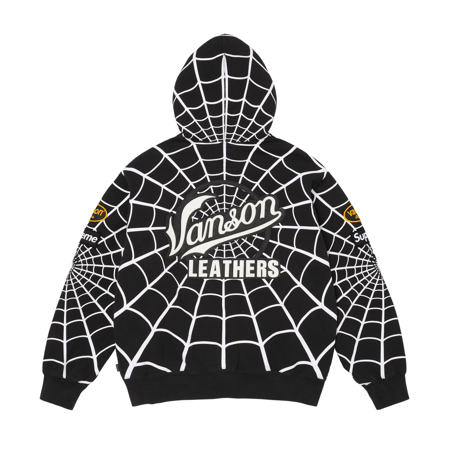 Supreme Vanson Leathers Spider-Man Zip Up Hooded Sweatshirt Black