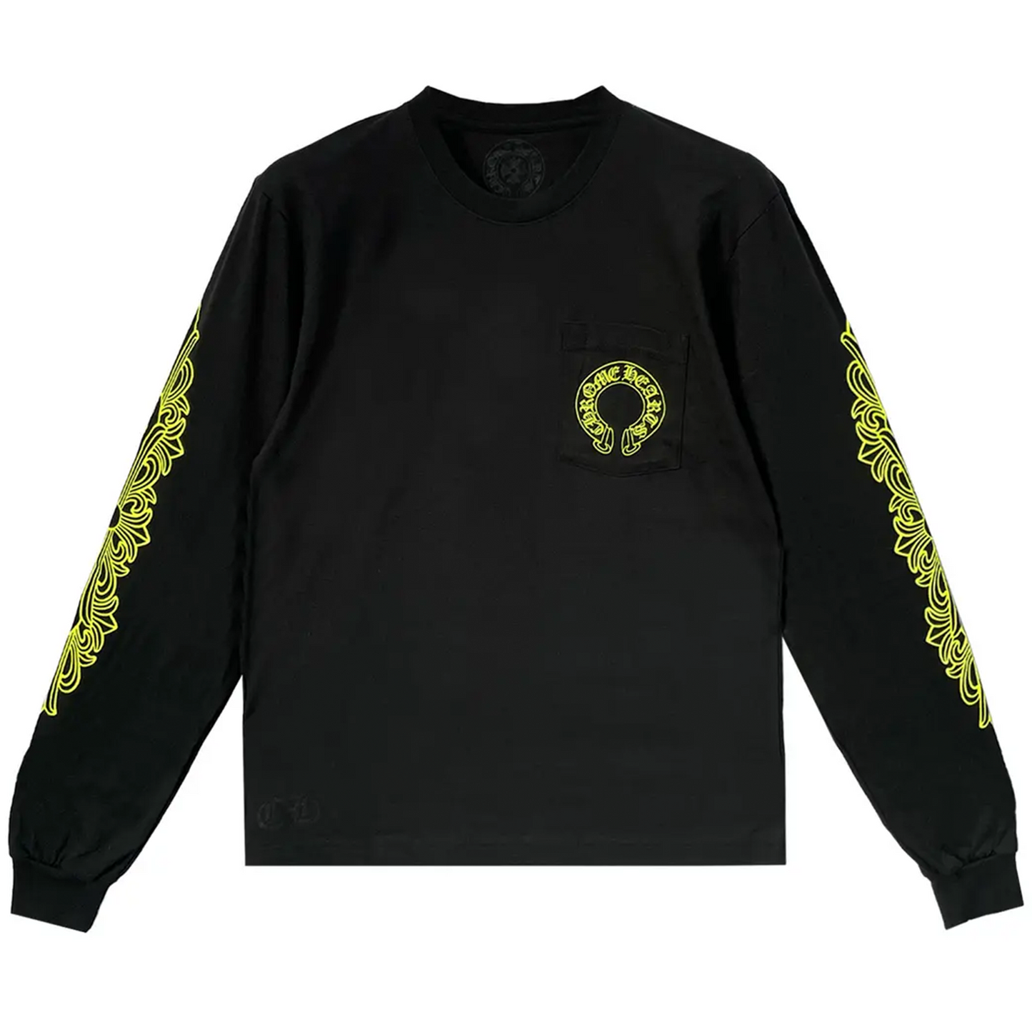 Chrome Hearts Neon Horseshoe Floral Black Longsleeve Tee Black [USED] - M (Used)