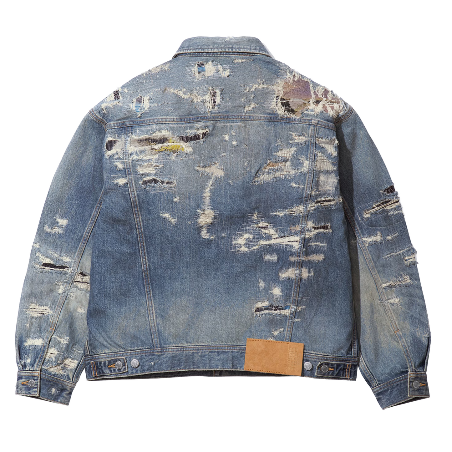 Supreme MM6 Maison Margiela Distressed Selvedge Denim Trucker Jacket Blue