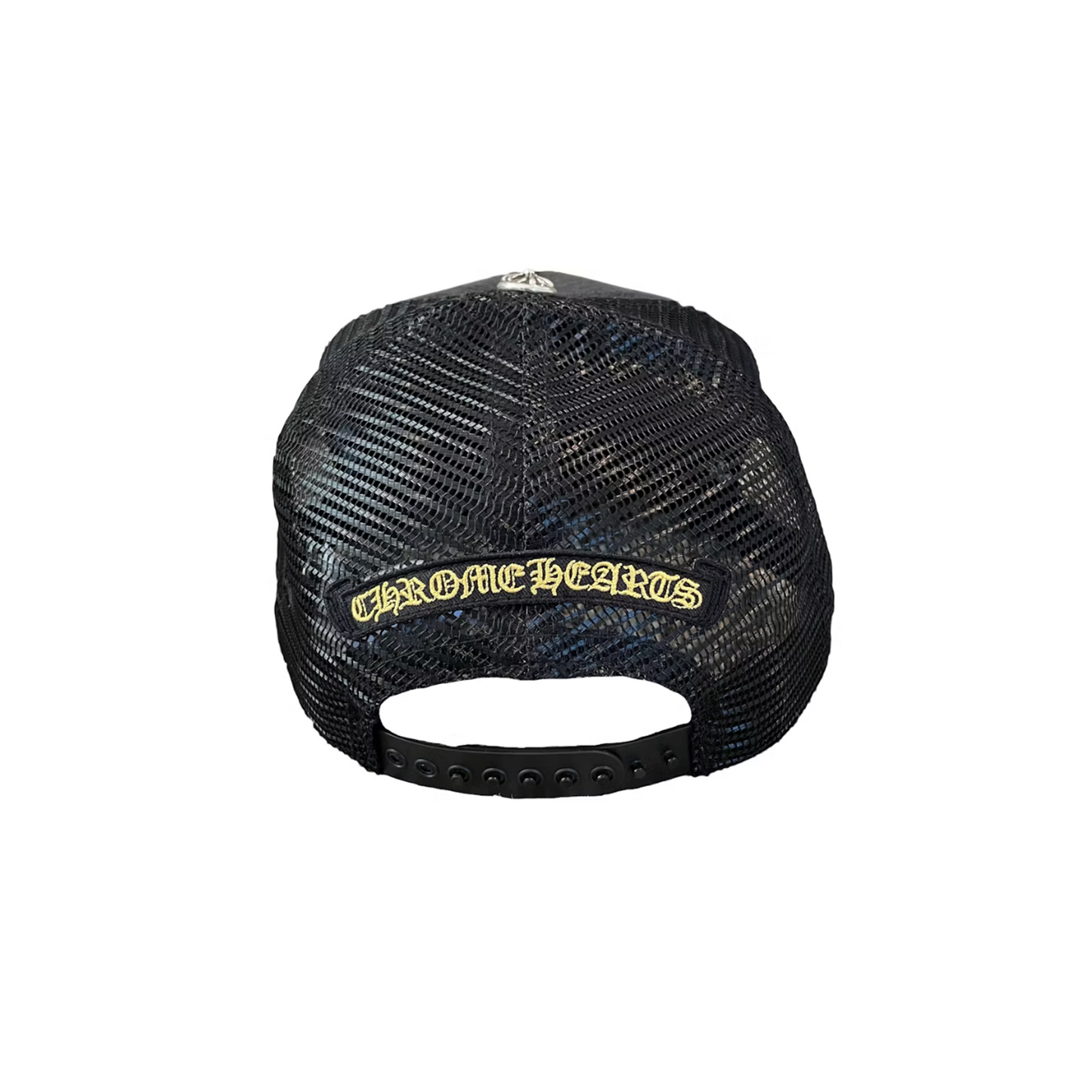 Chrome Hearts CH Hollywood Corduroy Trucker Hat Black/Gold [USED]