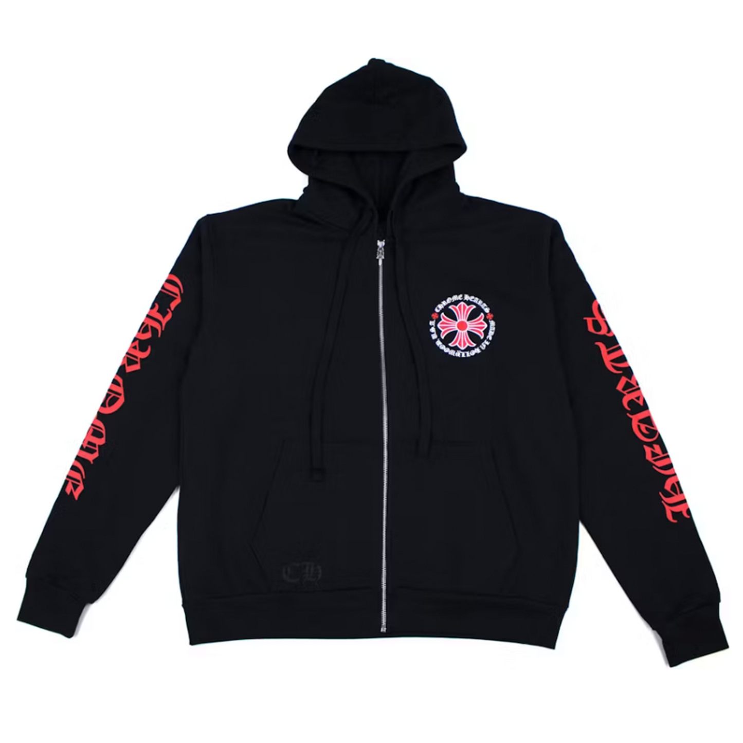 Chrome Hearts Made In Hollywood Plus Cross Zip Up Hoodie Black/Red [USED] - L (Used)
