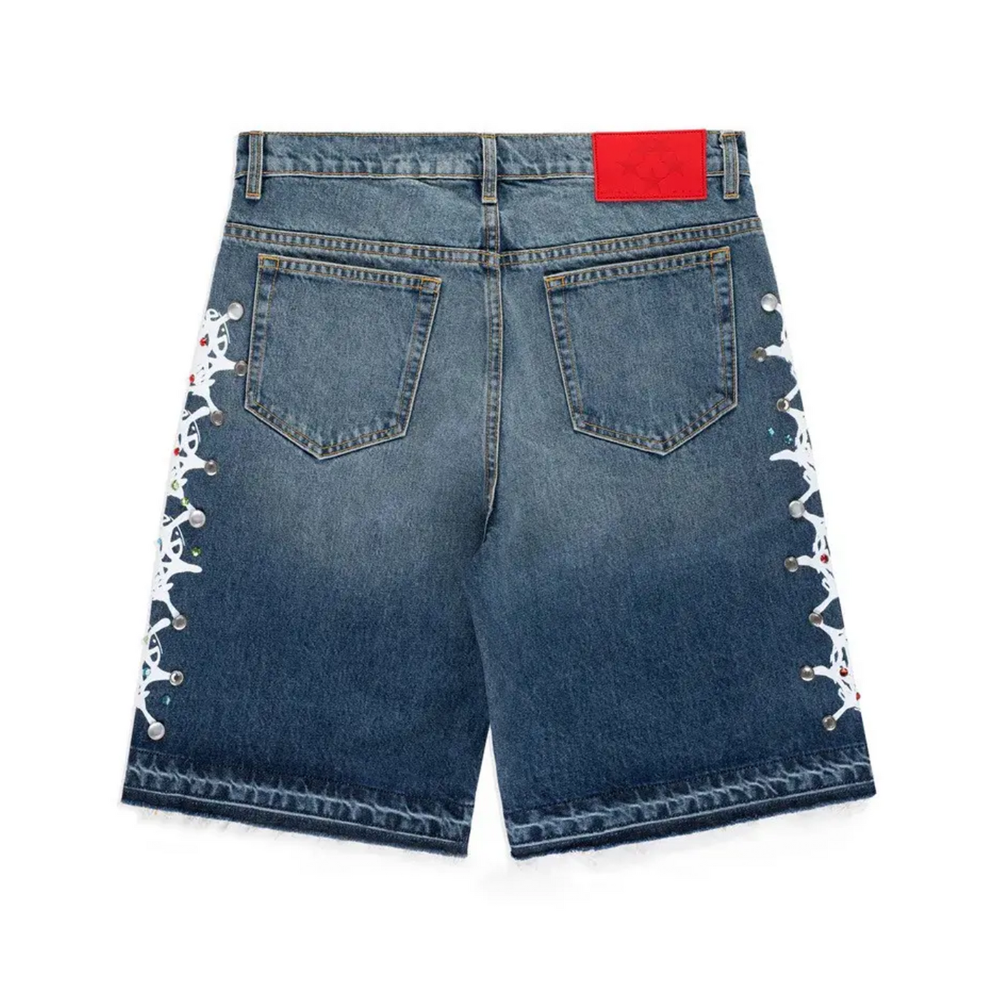 Sp5der Rhinestone Denim Short
