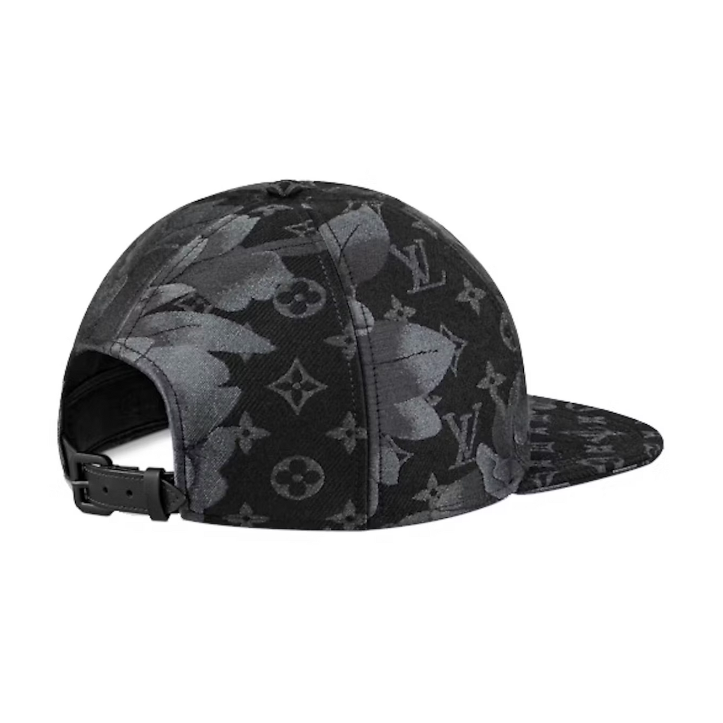 Louis Vuitton Black Monogram Flowers Cap Black [USED] - L (Used)
