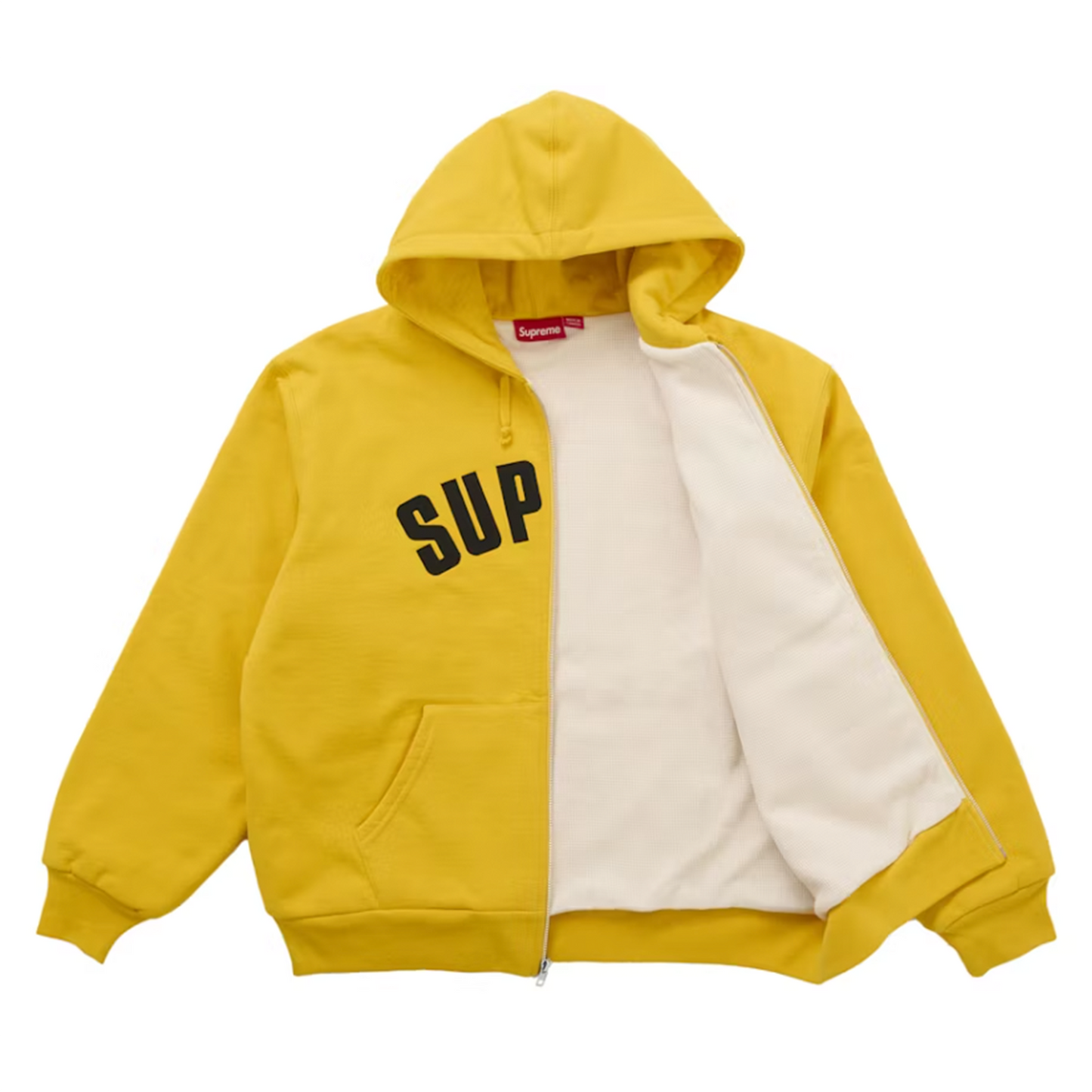 Supreme Arc Thermal Lined Zip Up Hooded Sweatshirt Yellow
