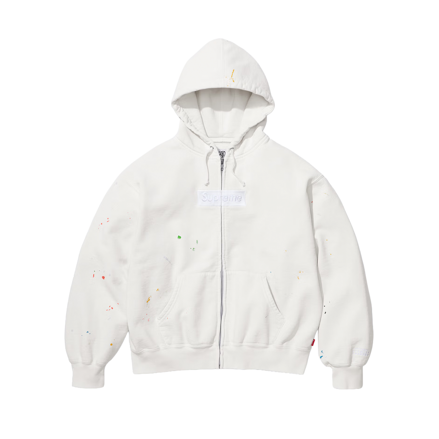 Supreme MM6 Maison Margiela Box Logo Zip Up Hooded Sweatshirt White