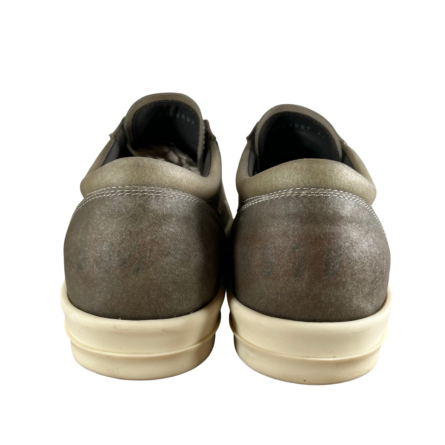 RR01E5897LCTLCO Rick Owens Vintage Sneaks Transparent Leather Dust Milk [USED] - 44 EU (Used)