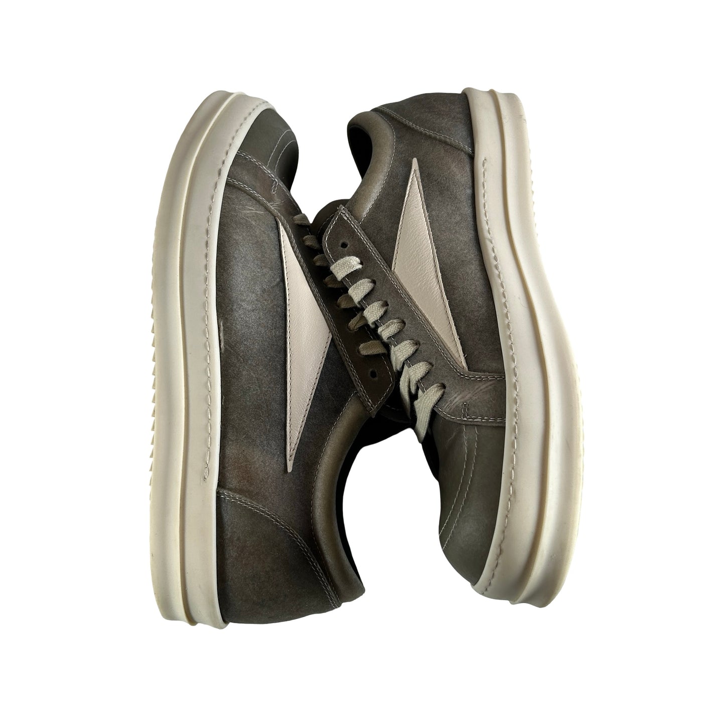 RR01E5897LCTLCO Rick Owens Vintage Sneaks Transparent Leather Dust Milk [USED] - 44 EU (Used)