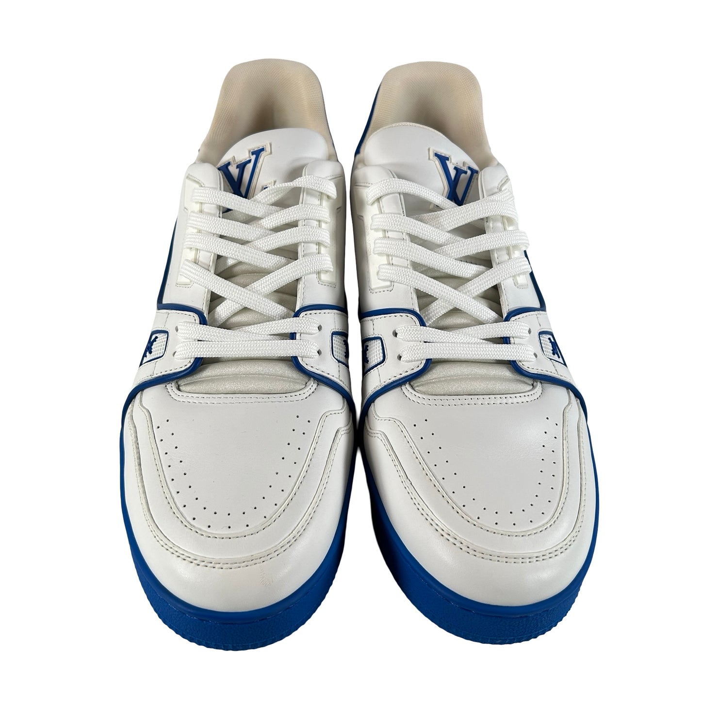 1A8SJV Louis Vuitton Trainer White Blue Signature [USED] - LV 8.5 / US 9.5
