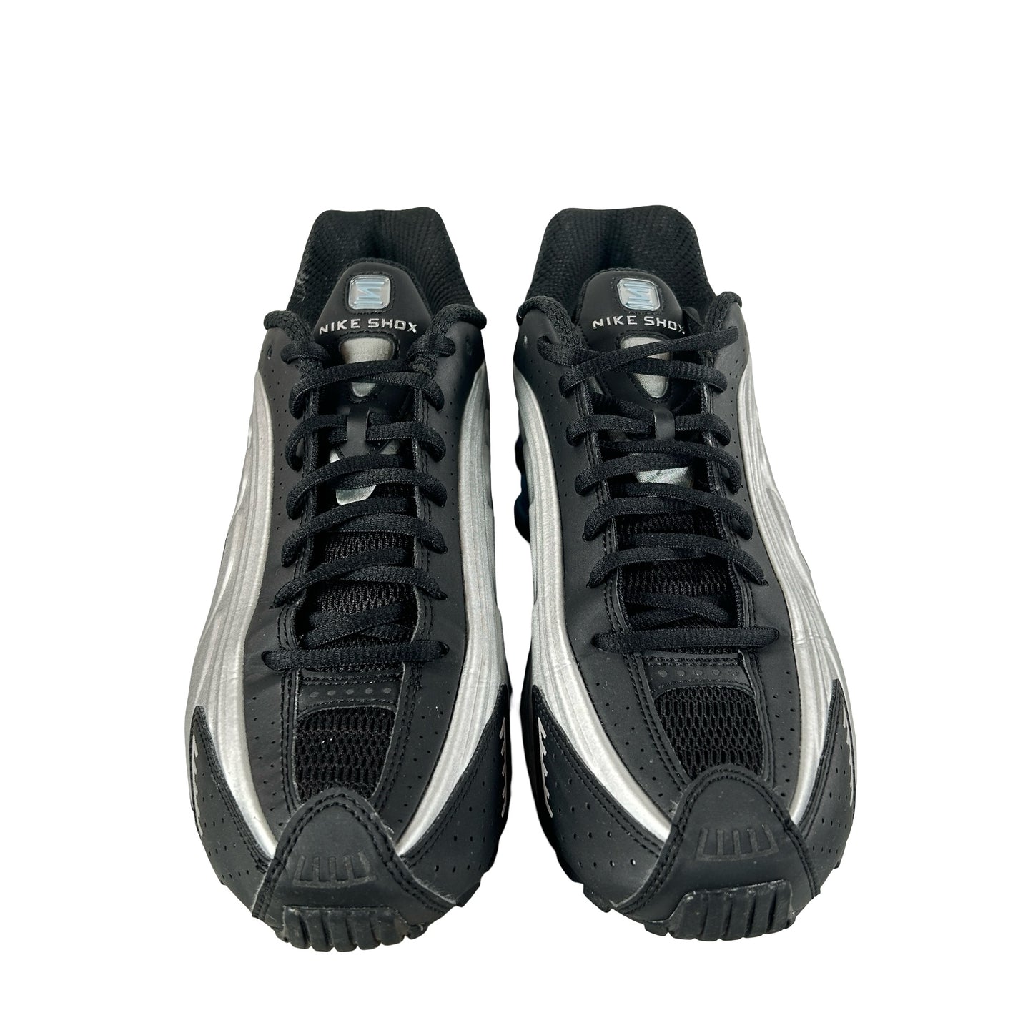 HQ1988 004 Nike Shox R4 Metallic Silver Black Psychic Blue [USED] -  9 M (Used)
