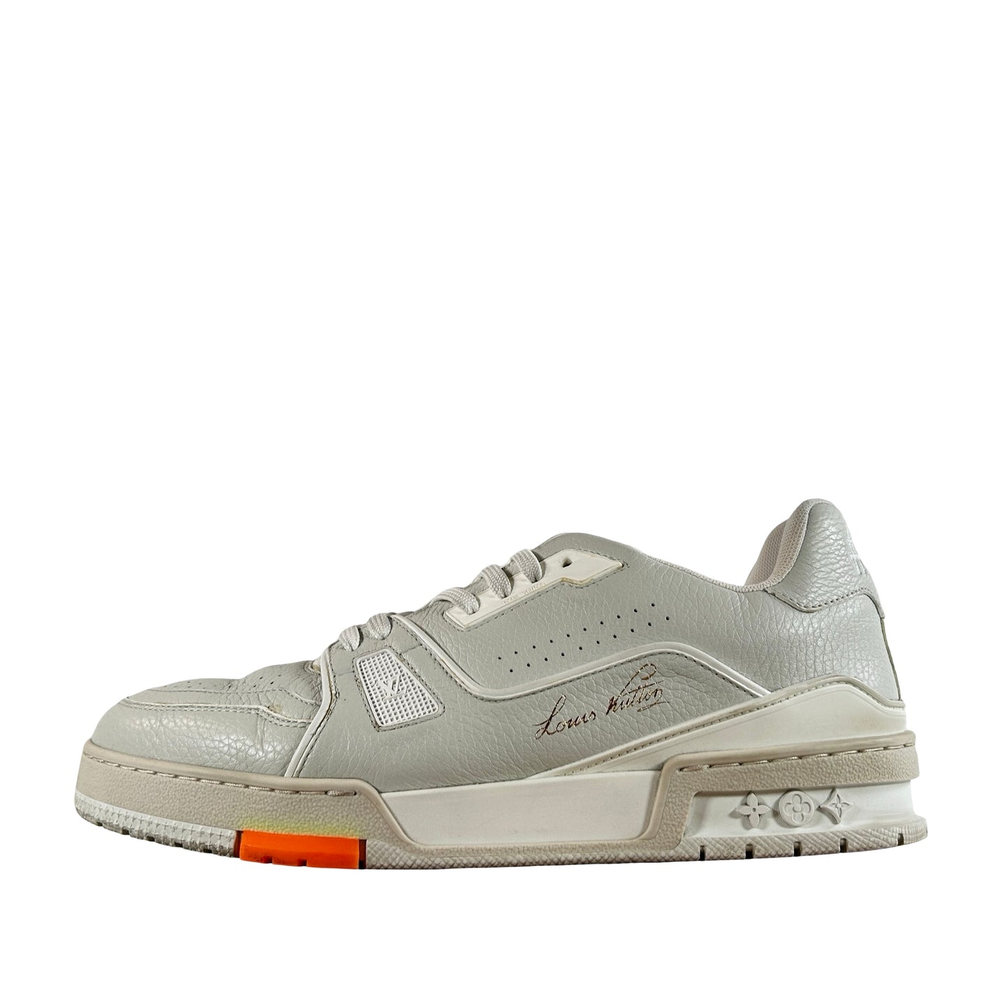 1A5A0S Louis Vuitton Trainer Low Top Grey Orange [USED] - 8 LV (9.5 US) (Used)