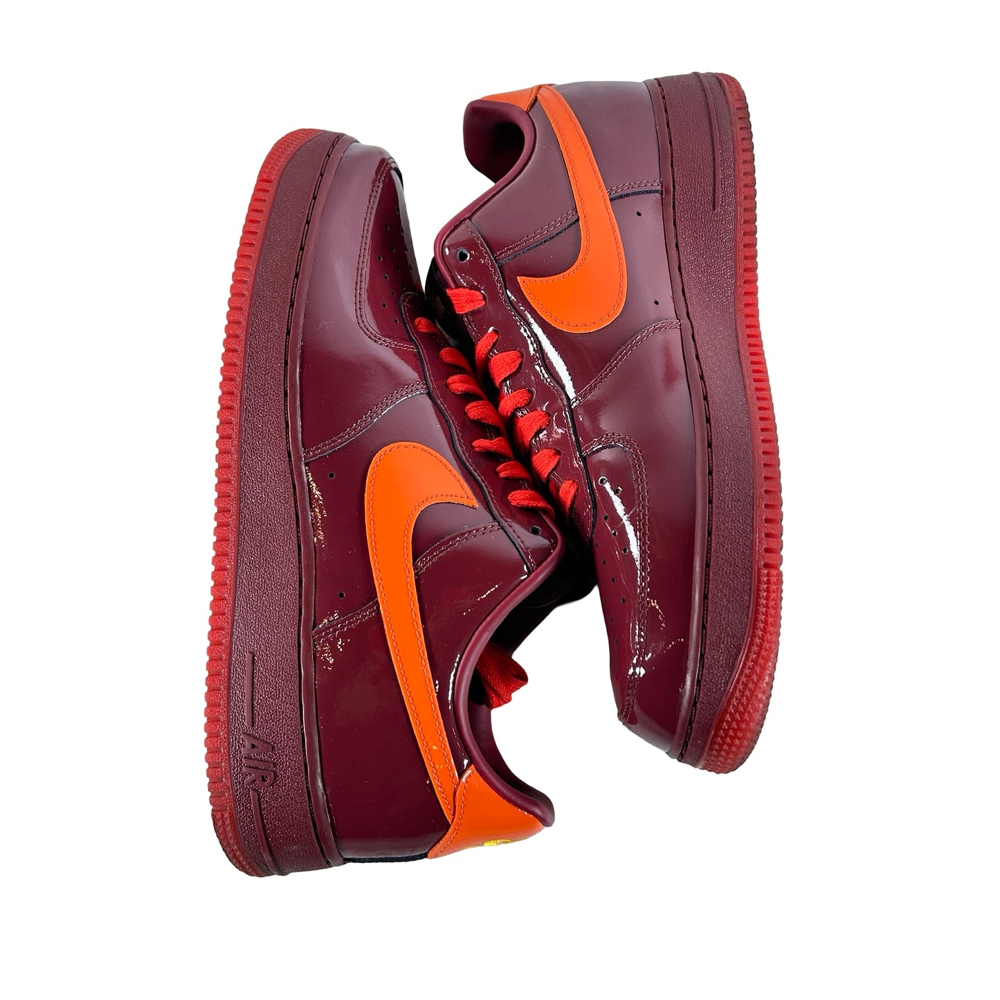 IO4489 601 Nike Air Force 1 Low Patent Leather Dark Team Red Safety Orange [USED] - 11 M (Used2)