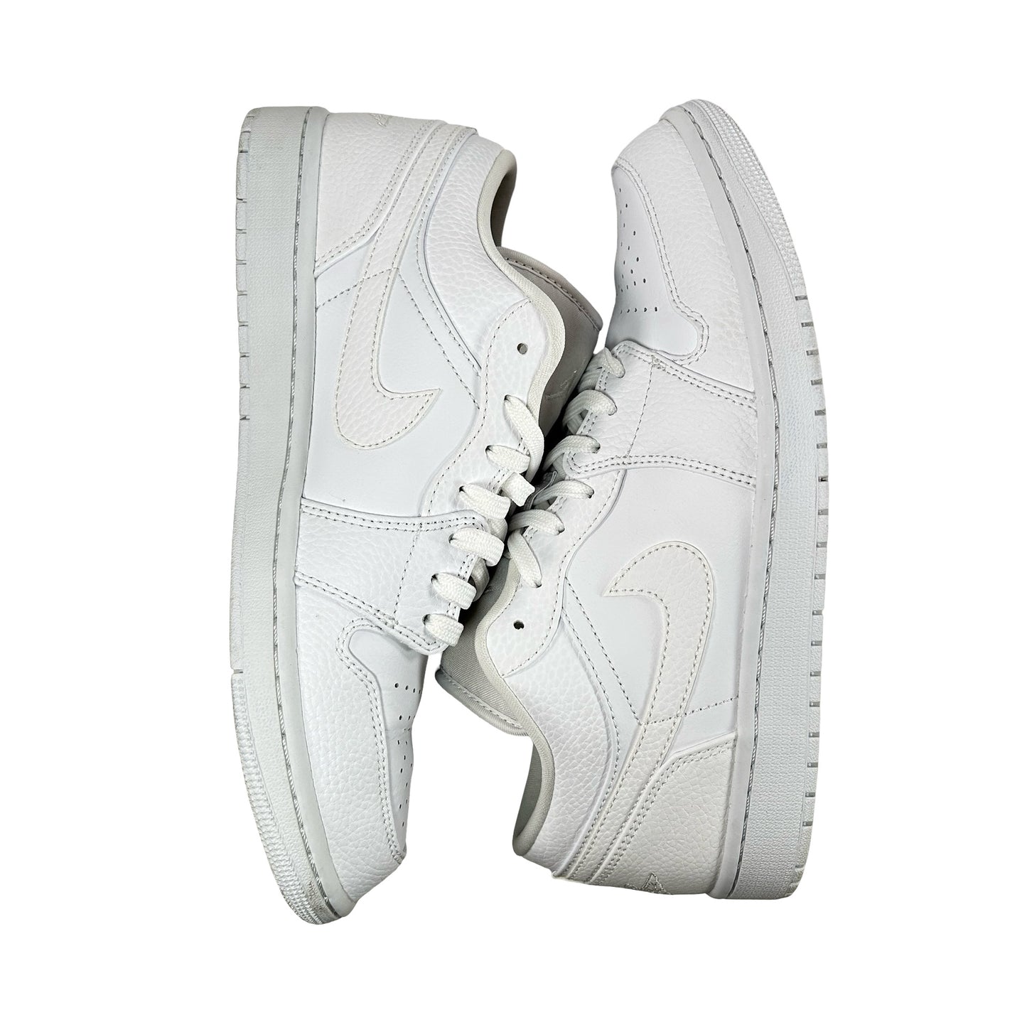 553558 130 Jordan 1 Low Triple White Tumbled Leather [USED] - 10 M (Used)