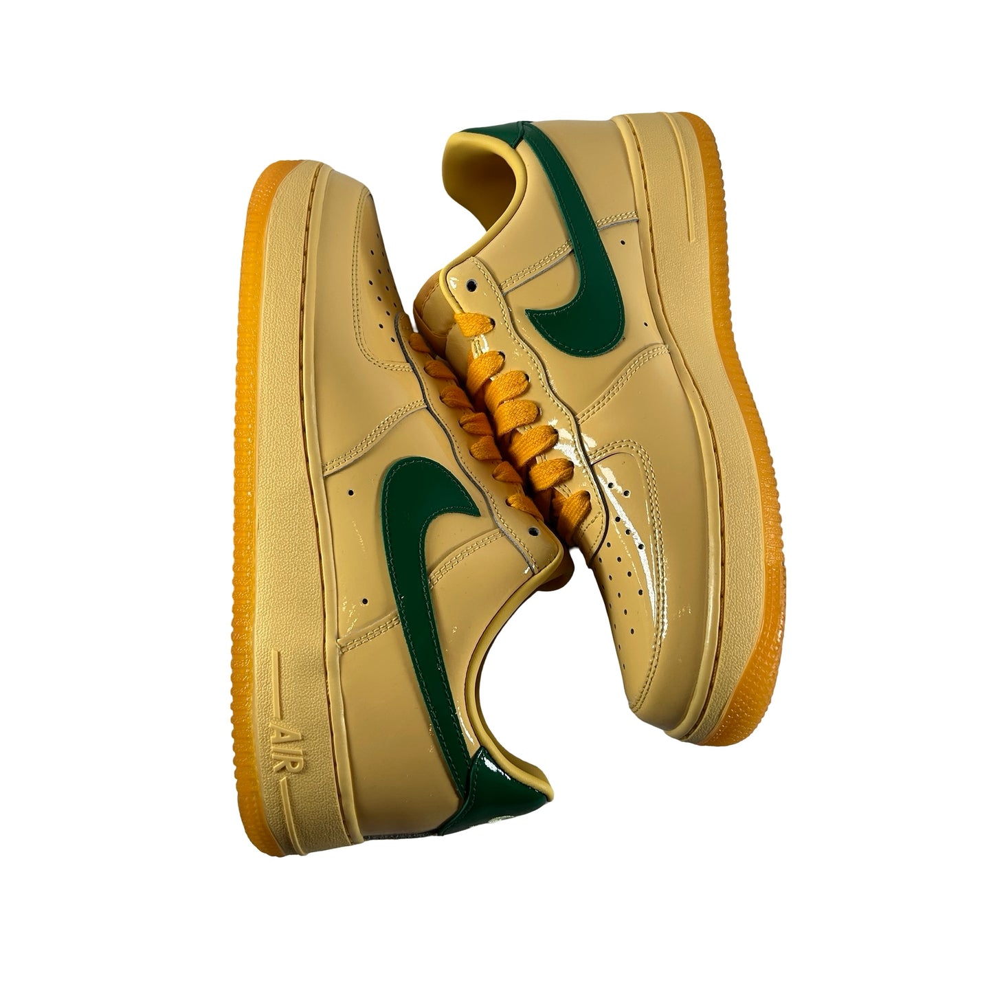 IO4489 700 Nike Air Force 1 Low Patent Leather Topaz Gold Pine Green [USED] - 9 M (Used2)