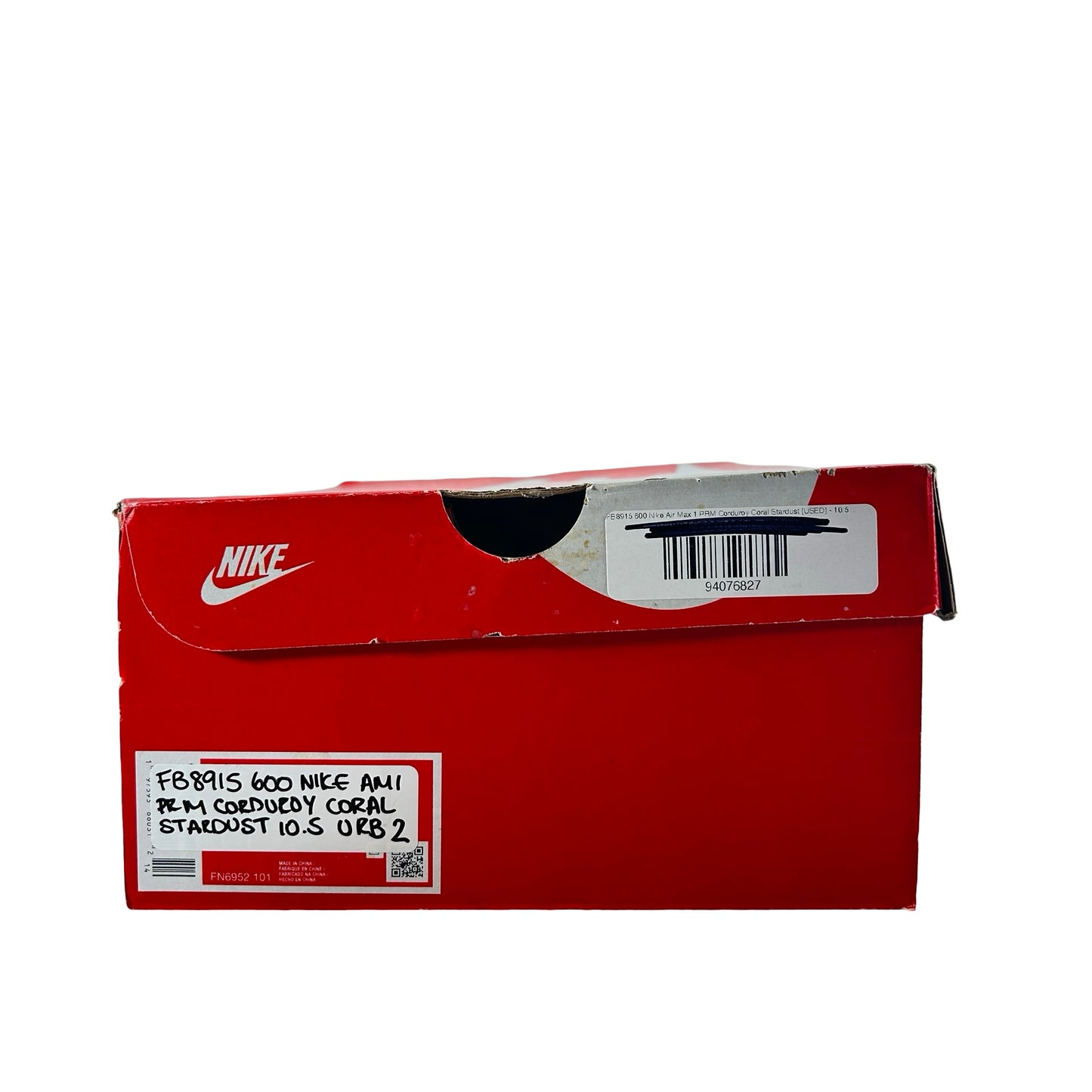 FB8915 600 Nike Air Max 1 PRM Corduroy Coral Stardust [USED] - 10.5 M (Used2) (Replace Box2)