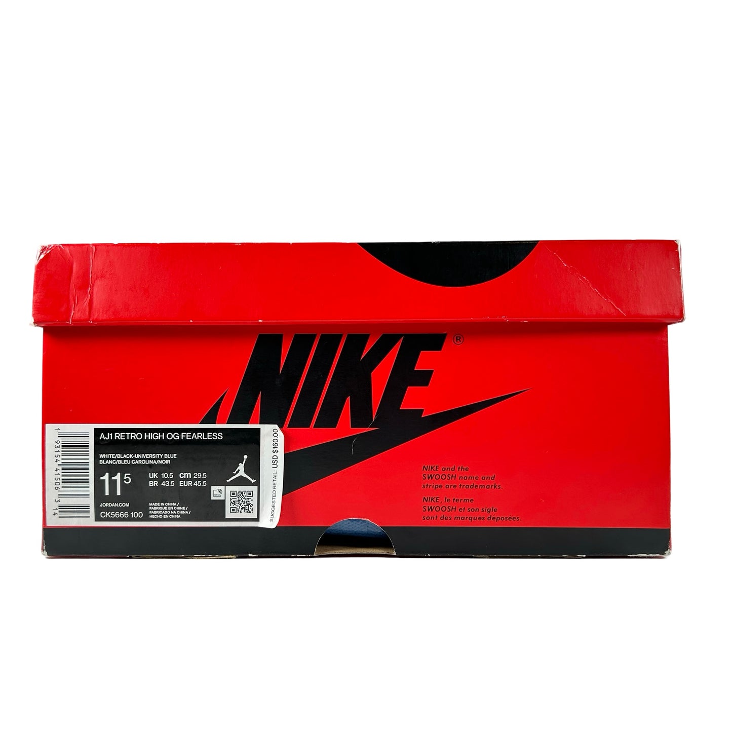 CK5666 100 Jordan 1 Retro High Fearless UNC Chicago [USED] - 11.5 M (Used)