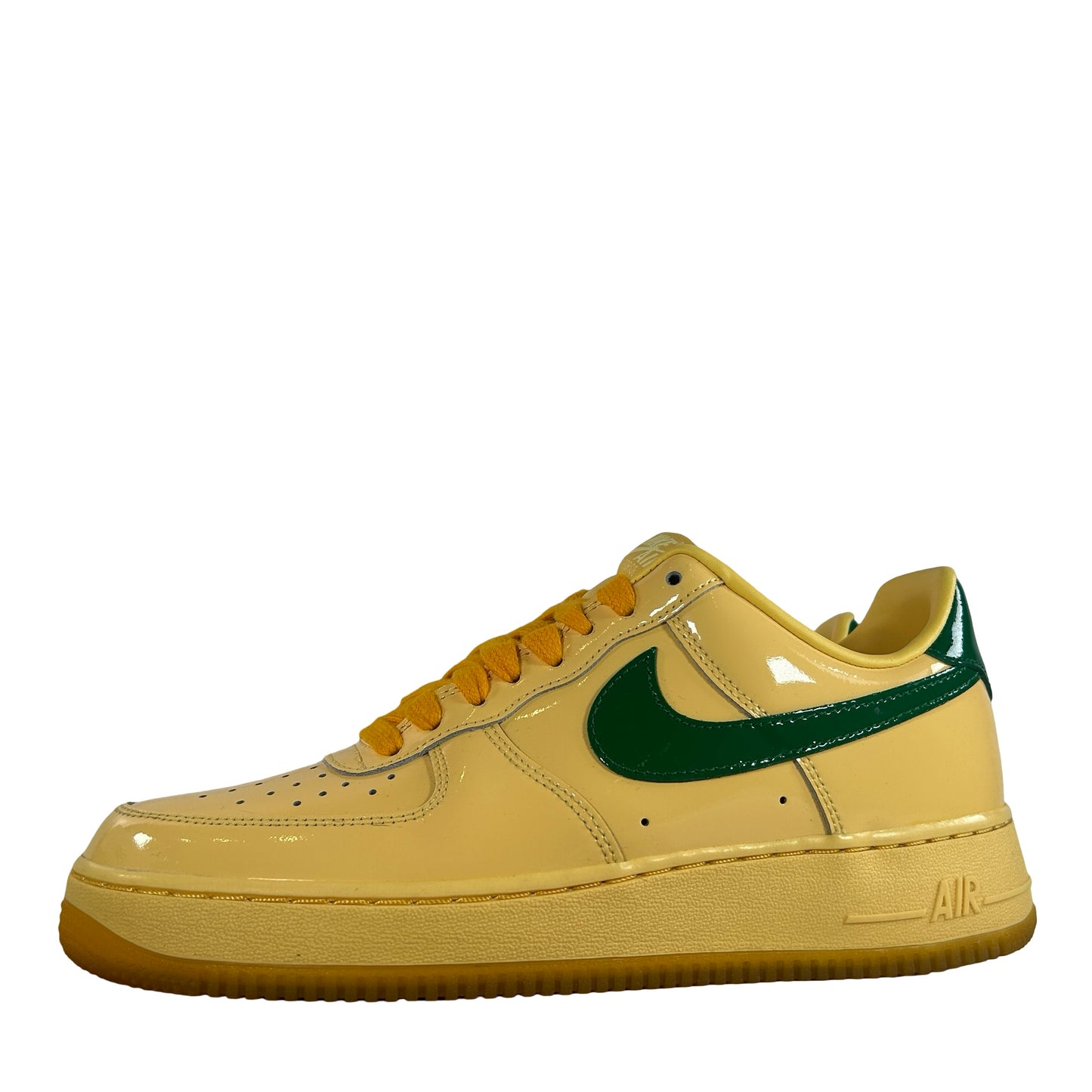 IO4489 700 Nike Air Force 1 Low Patent Leather Topaz Gold Pine Green [USED] - 9 M (Used)