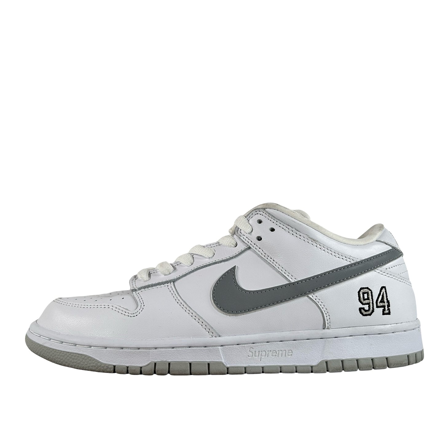 HQ8487 100 Nike SB Dunk Low Supreme 94 White Metallic Silver [USED] - 10.5 M (Used2)