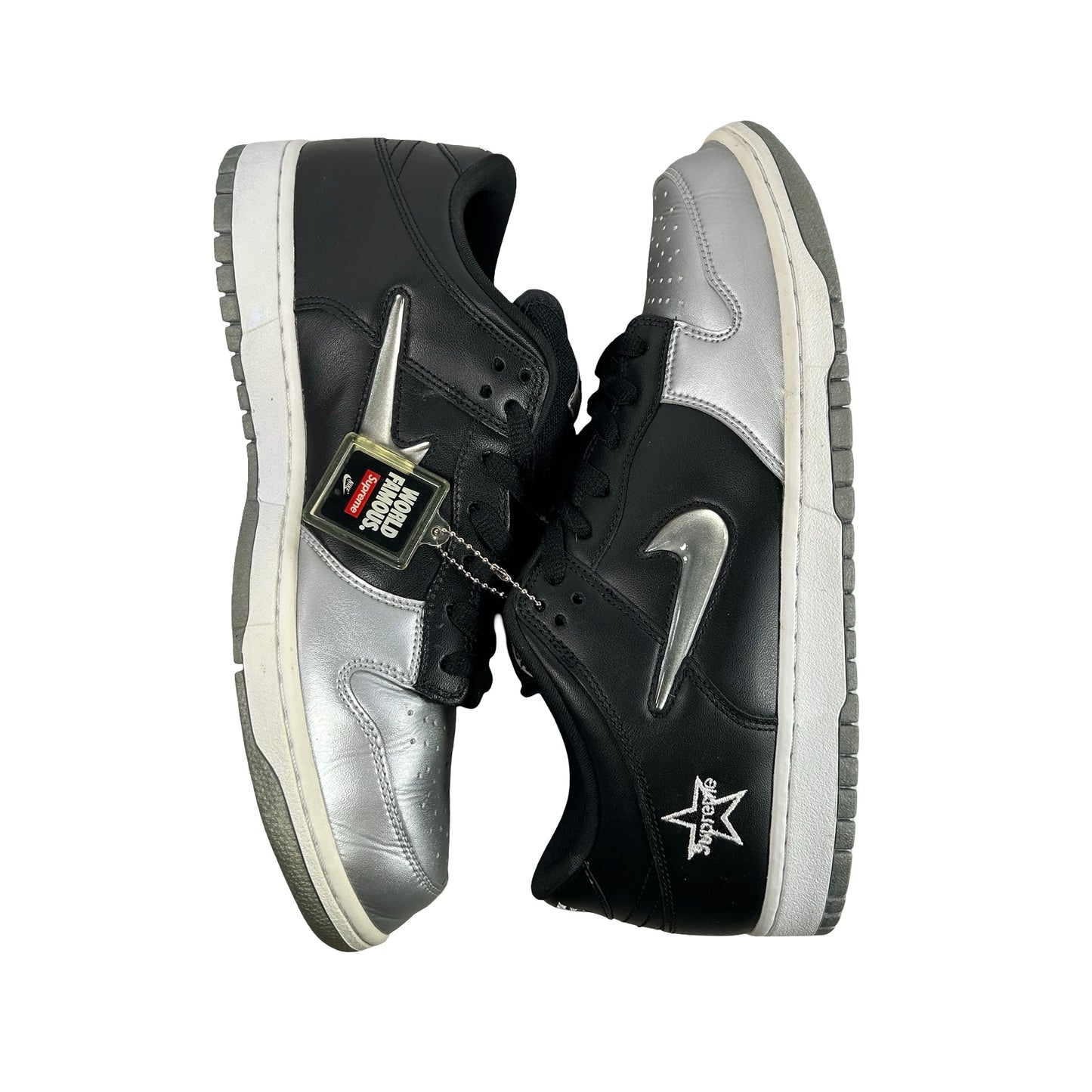 CK3480 001 Nike SB Dunk Low Supreme Jewel Swoosh Silver [USED] - 12 M (Used)