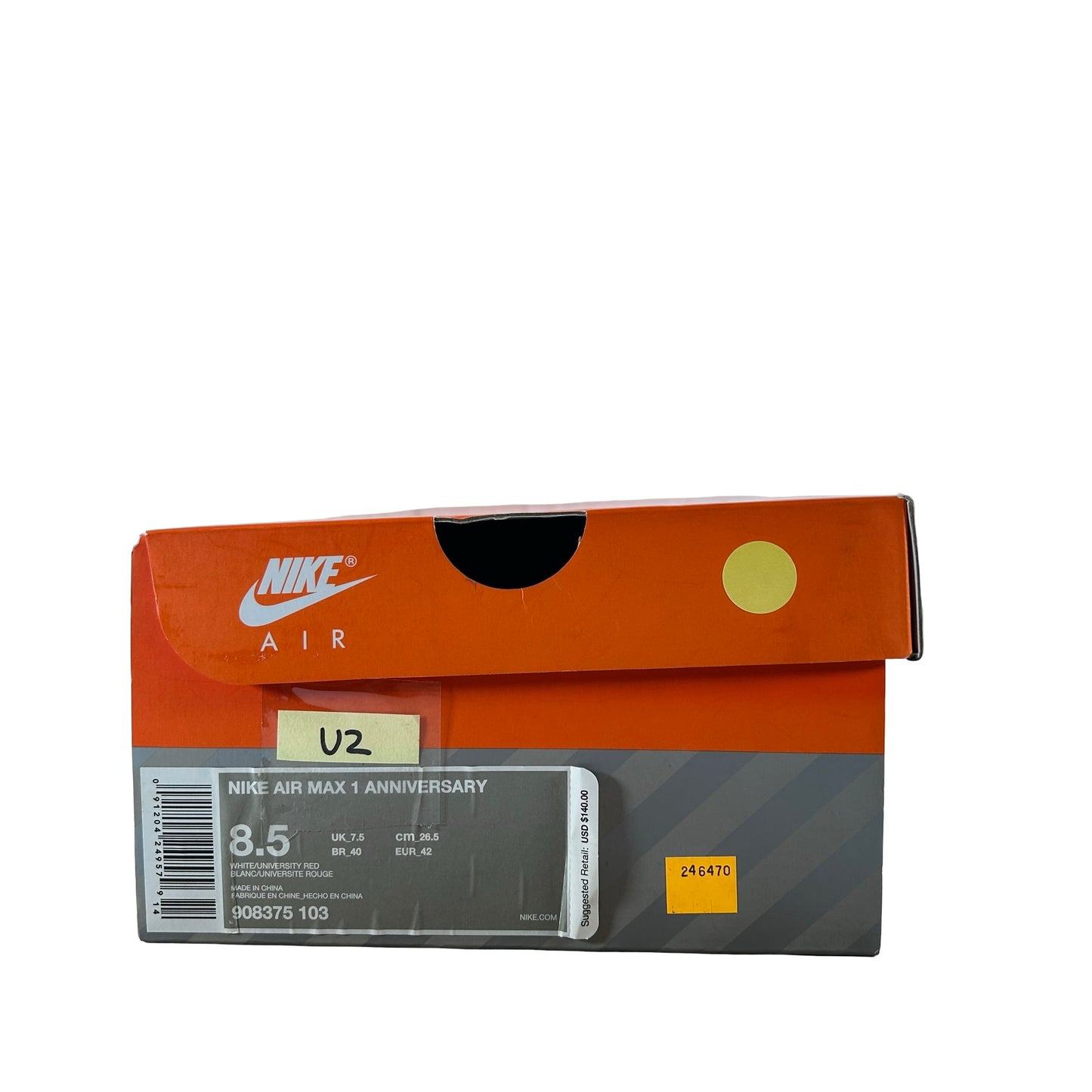 908375 103 Nike Air Max 1 Anniversary Red (2017/2018 Restock Pair) [USED] - 8.5 M (Used2)
