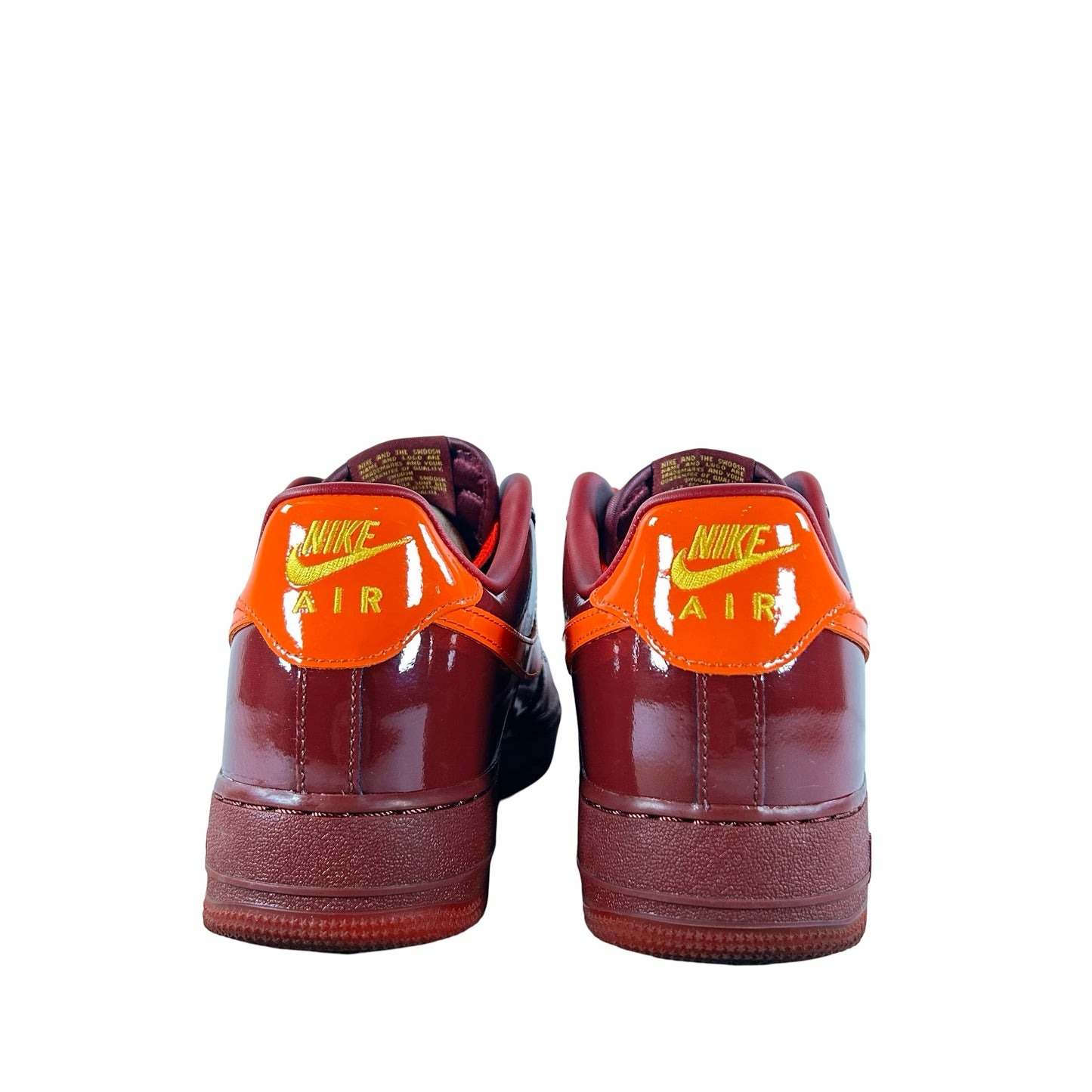 IO4489 601 Nike Air Force 1 Low Patent Leather Dark Team Red Safety Orange [USED] - 11 M (Used2)