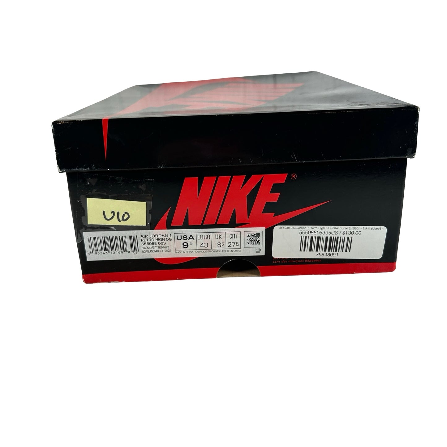 555088 063 Jordan 1 Retro High OG Patent Bred [USED] - 9.5 M (Used10)