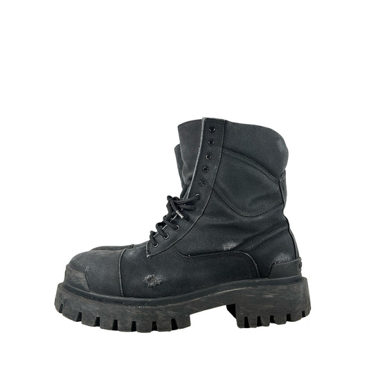 694042W2H11 1000 Balenciaga Combat Strike Boot Black [USED] - EU 43 / US 10 M (Used)