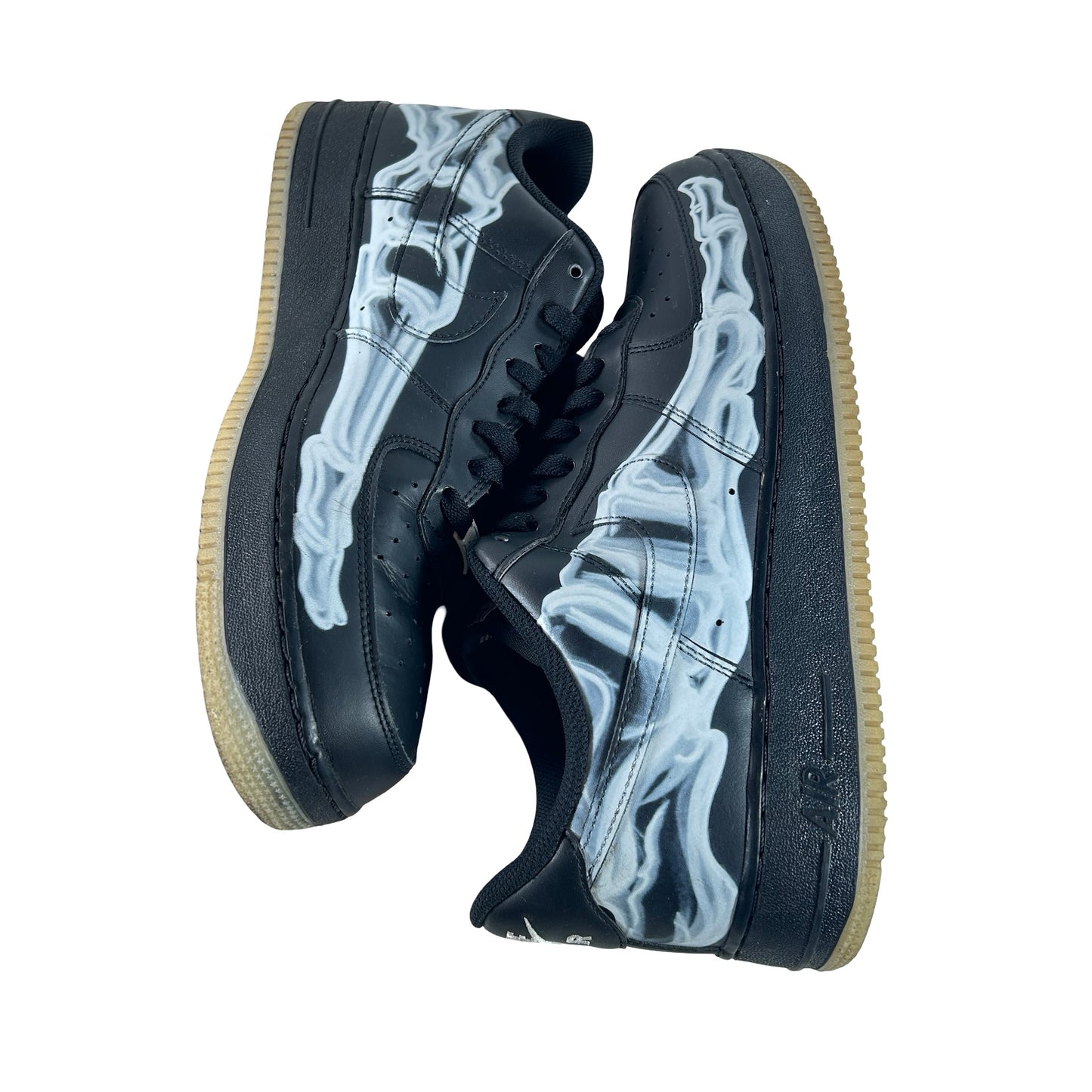 BQ7541 001 Nike Air Force 1 Low Black Skeleton Halloween (2019) [USED] - 12 M (Used)