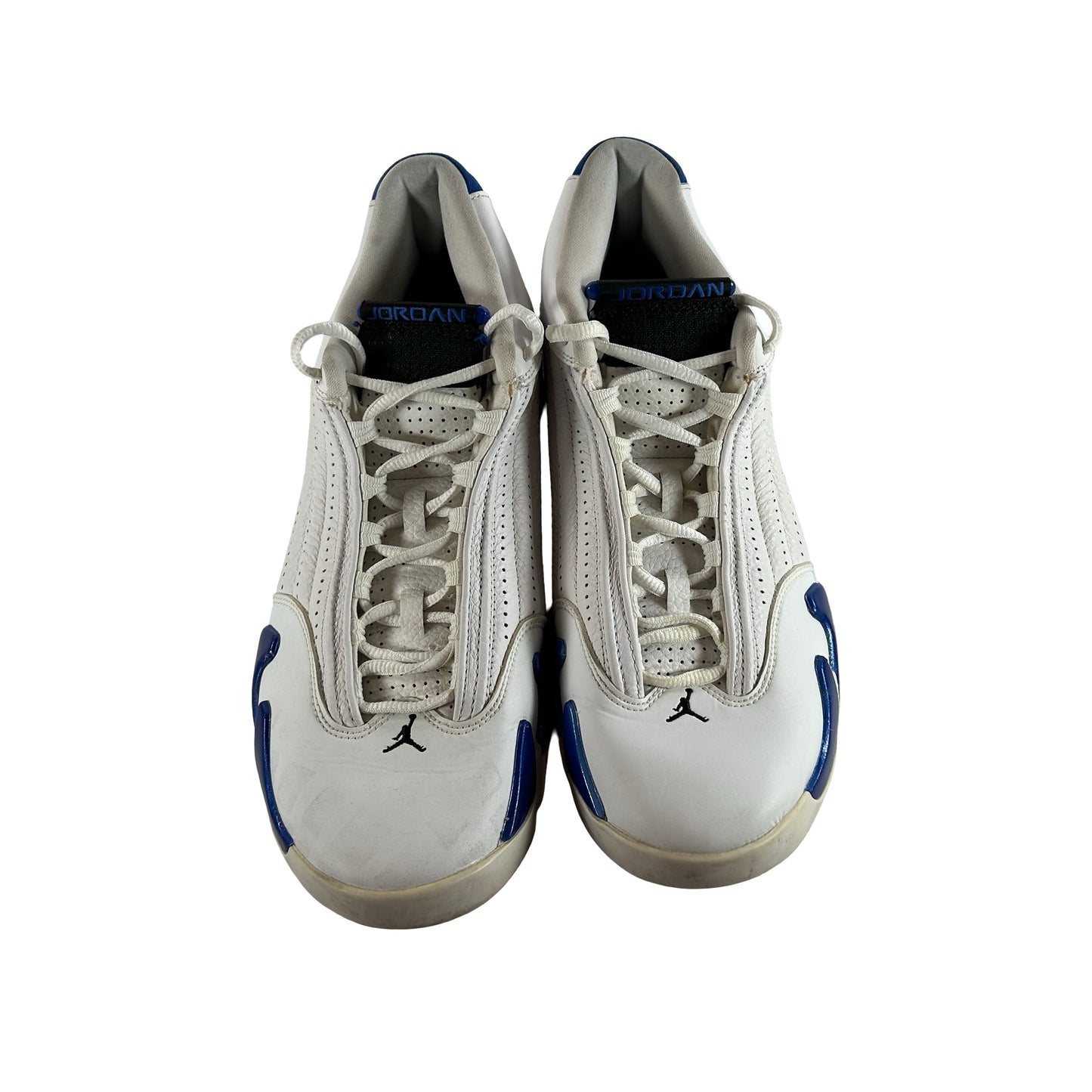 487471 104 Jordan 14 Retro White Hyper Royal [USED] - 10.5 M (Used) (No Box)