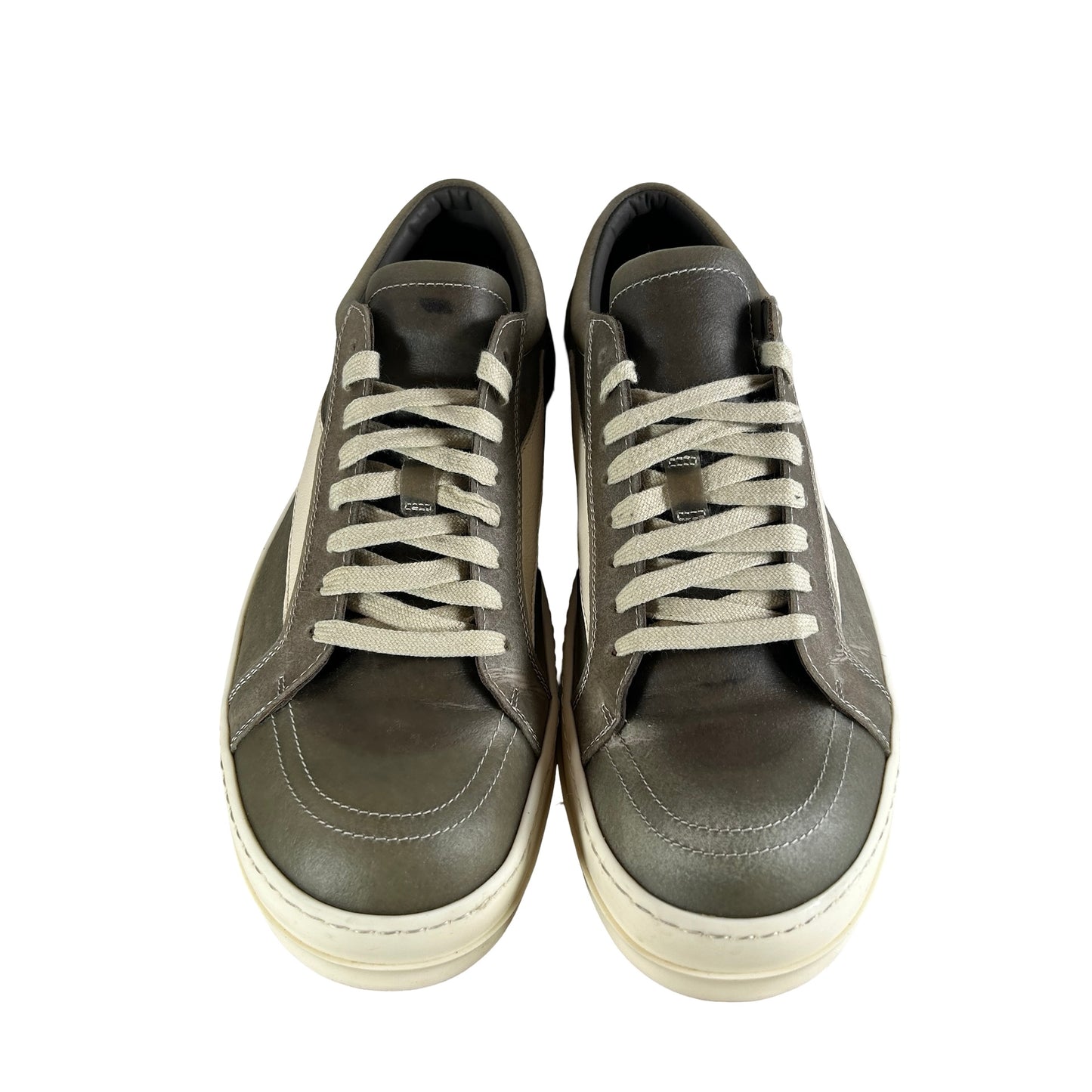 RR01E5897LCTLCO Rick Owens Vintage Sneaks Transparent Leather Dust Milk [USED] - 44 EU (Used)