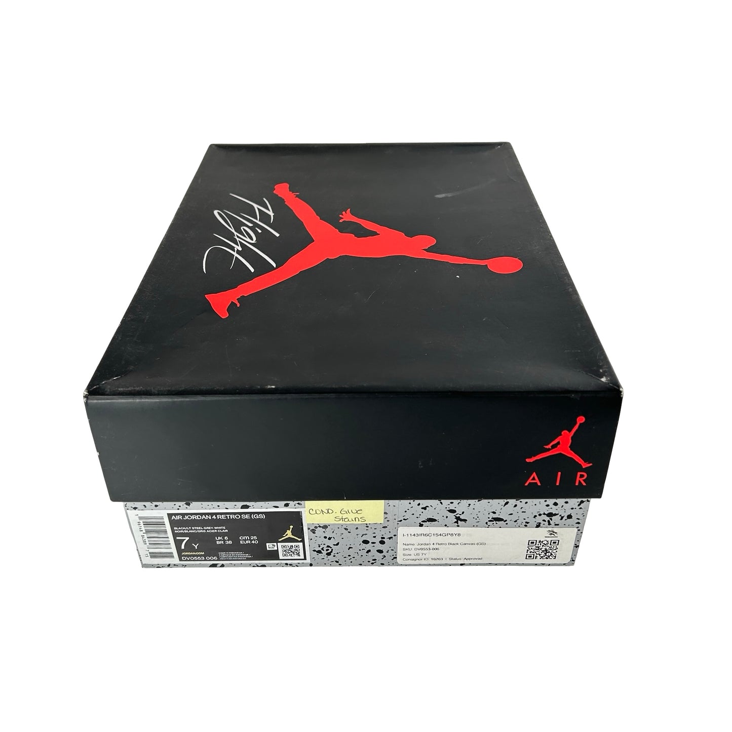 DV0553 006 Jordan 4 Retro Black Canvas (GS) [CONDITIONAL] - 7 Y (Glue Stains)