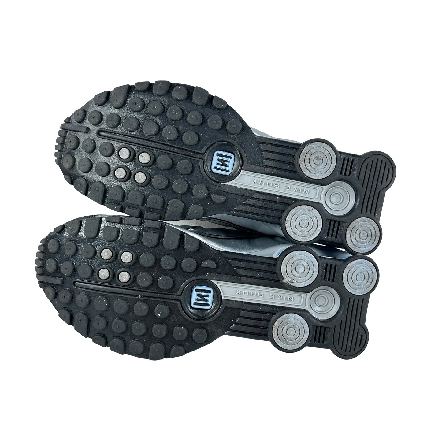 CW2626 004 Nike Shox R4 Metallic Silver Black Psychic Blue (GS) [USED] - 6 Y (Used)