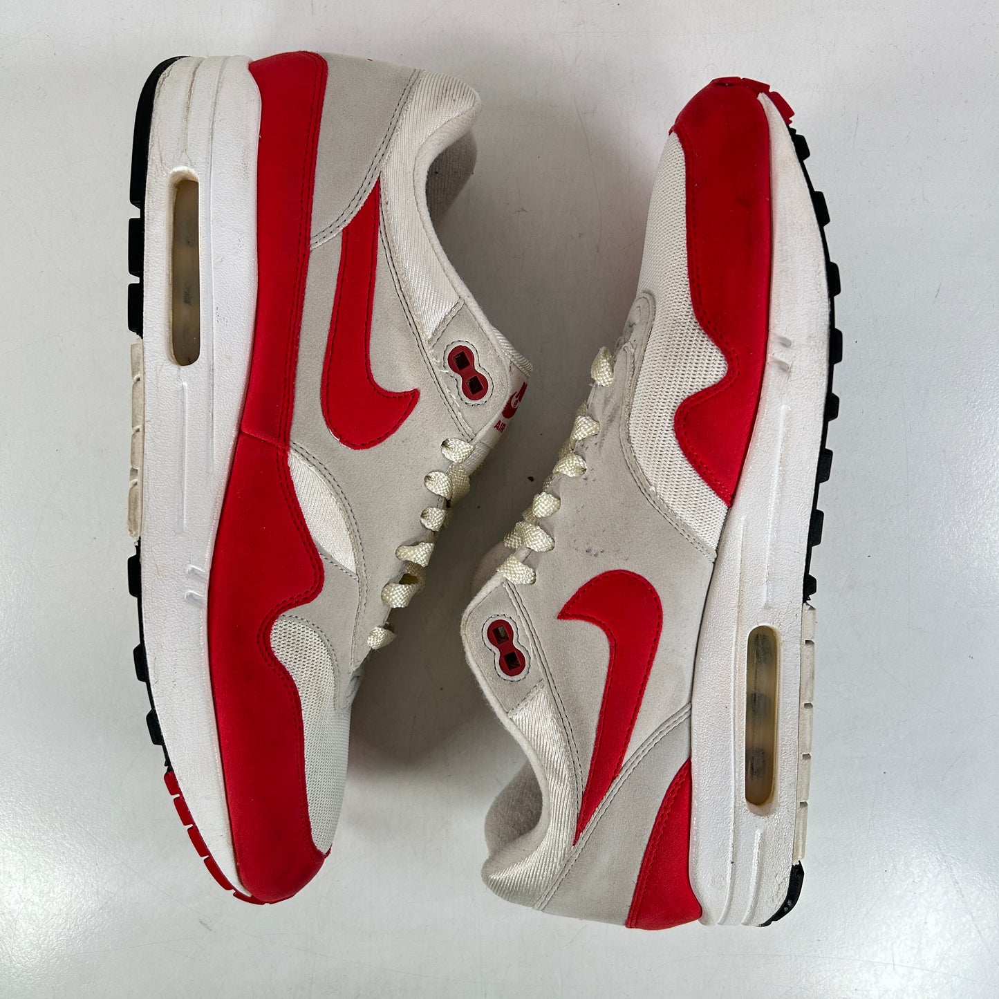 908375 103 Nike Air Max 1 Anniversary Red (2017/2018 Restock Pair) [USED] - 12 M (Used) (No Box)
