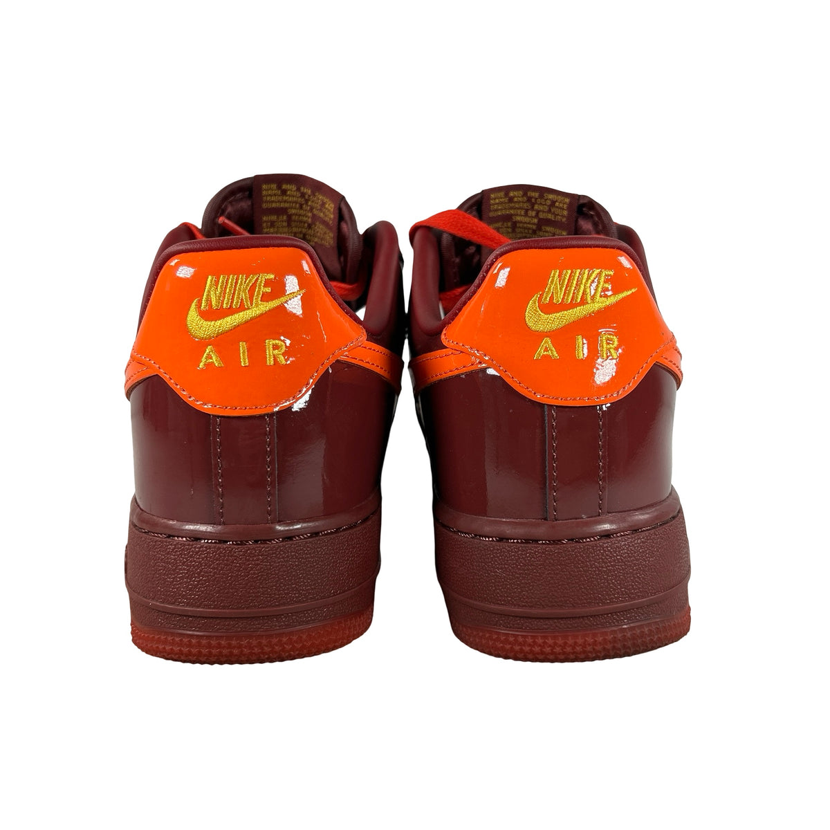 IO4489 601 Nike Air Force 1 Low Patent Leather Dark Team Red Safety Orange [USED] - 9 M (Used2)