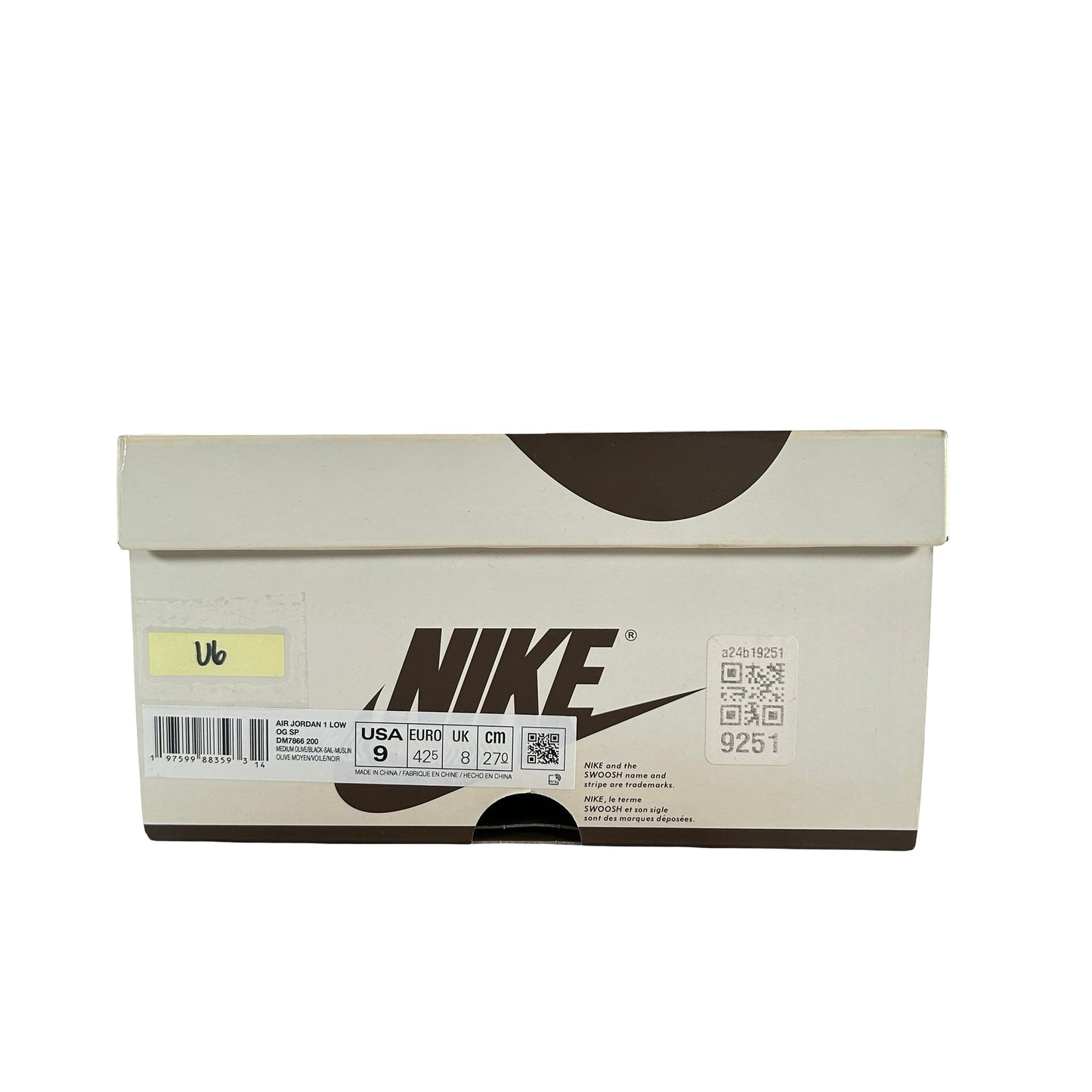 DM7866 200 Jordan 1 Retro Low OG SP Travis Scott Medium Olive [USED] - 9 M (Used6)