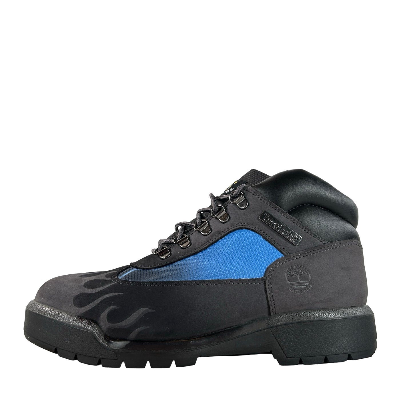 TB0A5PV4 W08 Timberland Field Boot Mid Grey Nubuck Blue Loso Flames [USED] - 9 M (Used)