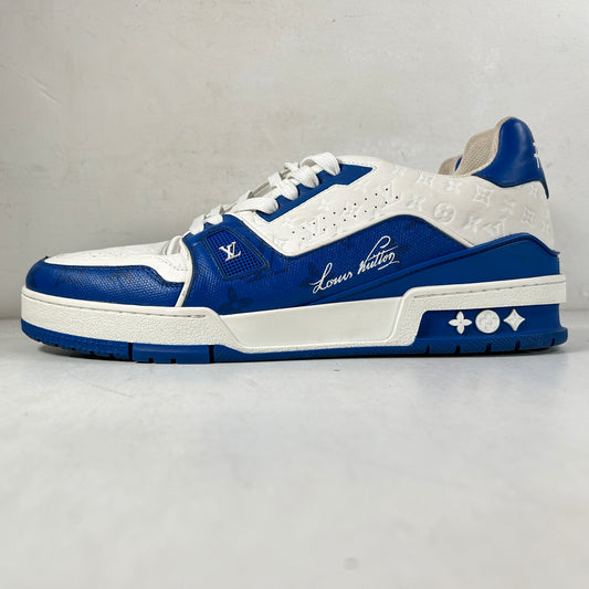 1AANEZ / 1AANEX / 1ABOH8 Louis Vuitton Trainer #54 Signature Blue White [USED] - LV 7.5 (Used) (No Box)