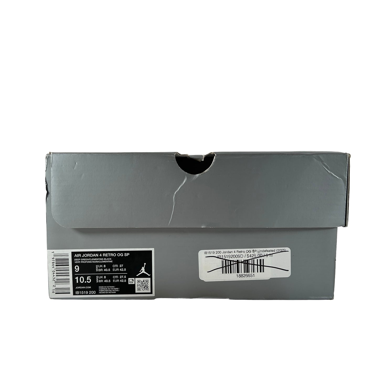 IB1519 200 Jordan 4 Retro OG SP Undefeated (2025) [USED] - 9 M (Used)